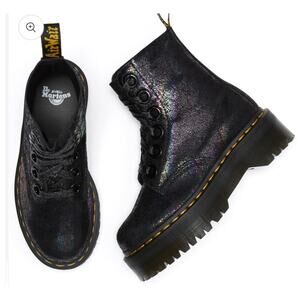 Dr. Martens Doc Molly Metallic Leather Platform Boots 37 / 6 Womens